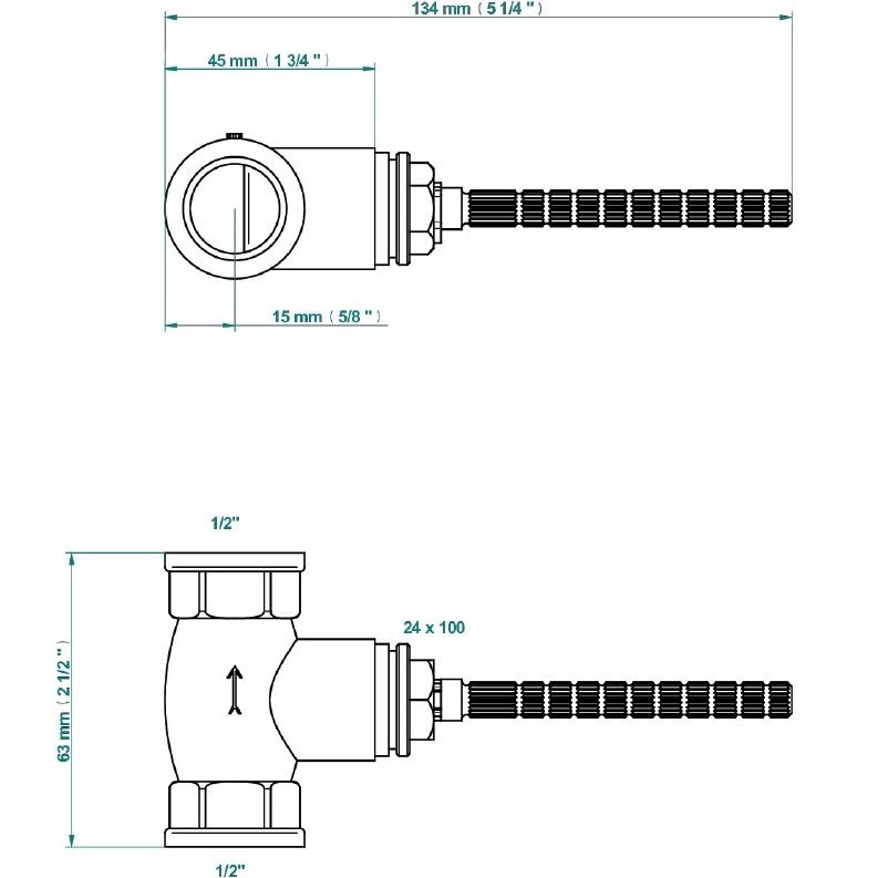 Встраиваемая часть вентиля 1/2" для горячей воды THG General items G00-A00-30/HA